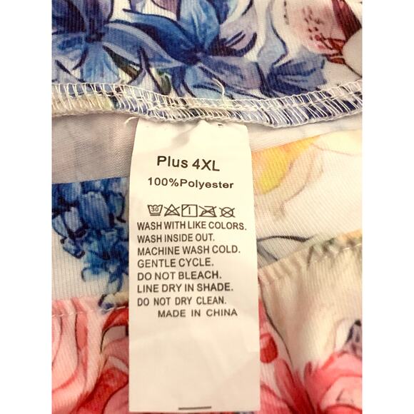 WOMEN’S Gorgeous Brightly Floral Colored Flowy Tunic Slight High-Low Hem Size 4X - Picture 2 of 7